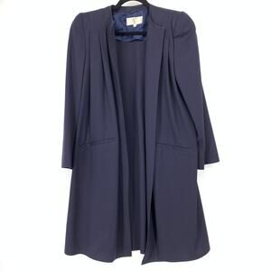 Vintage Valentino Long Blazer Jacket Womens Sz 40 US 4 Navy Blue Wool *READ